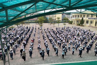 Học sinh tích cực tập luyện võ nhạc Vovinam